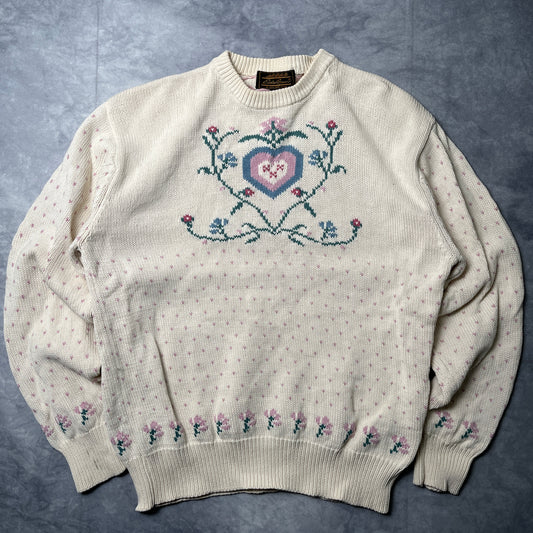 Eddie Bauer Flower Heart Knit - L