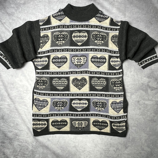 Grace Heart Square Pattern Knit - L