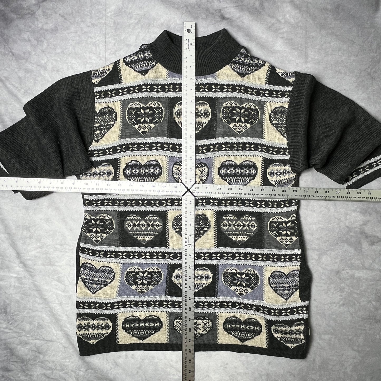 Grace Heart Square Pattern Knit - L