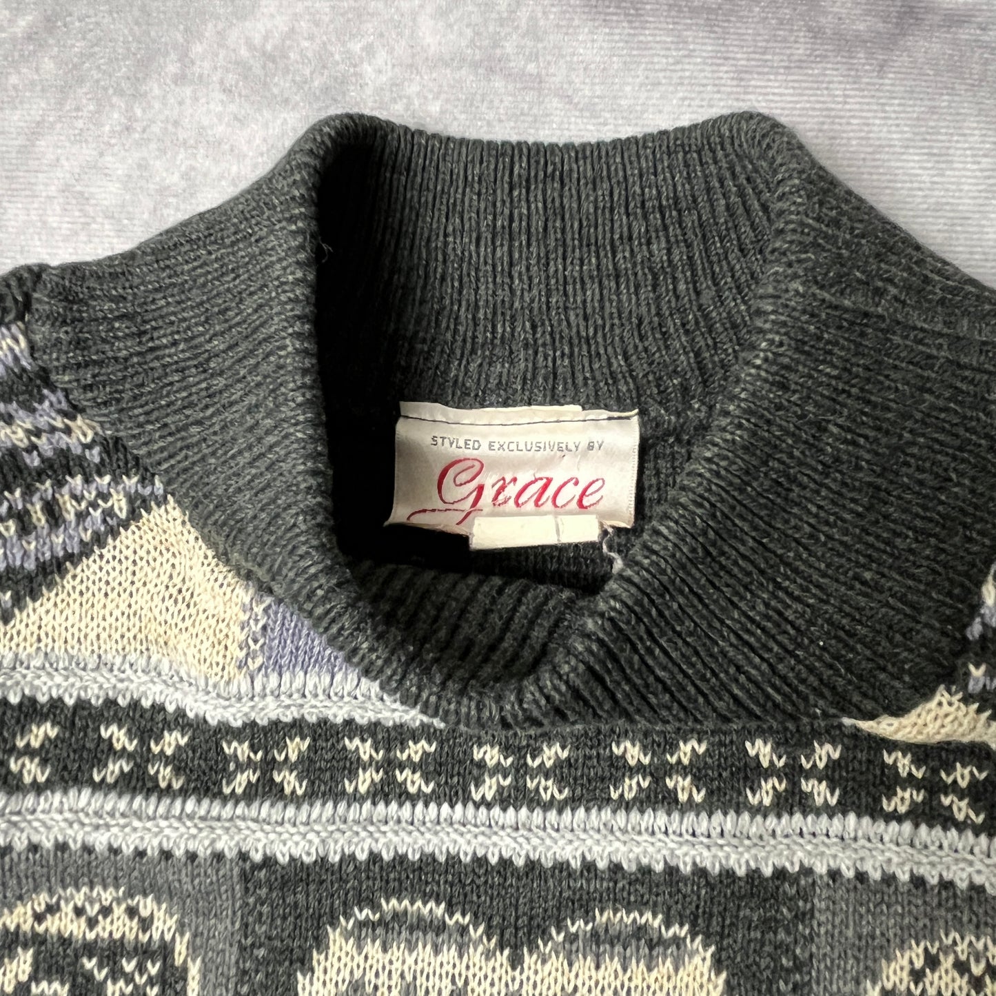 Grace Heart Square Pattern Knit - L