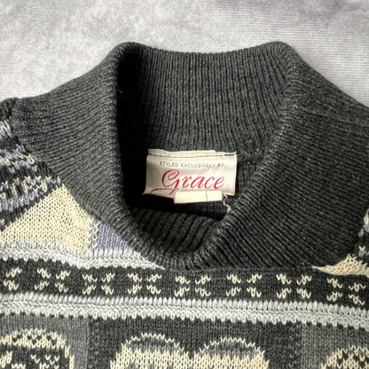 Grace Heart Square Pattern Knit - L