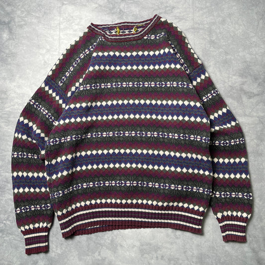 Multicolour Diamond Pattern Knit - L